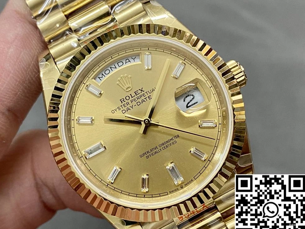 M228238-0005 Steel Tungsten Diamond Day Gold Rolex Date QF Dial v5 Hourmarker Factory 0504